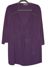 Flattering Women's Purple Scoop Neck Glitter Detail Long Sleeve Top Size UK20