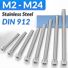 M2 M3 - M24 CAP SCREWS ALLEN KEY HEXAGON SOCKET BOLTS A2 STAINLESS STEEL DIN 912