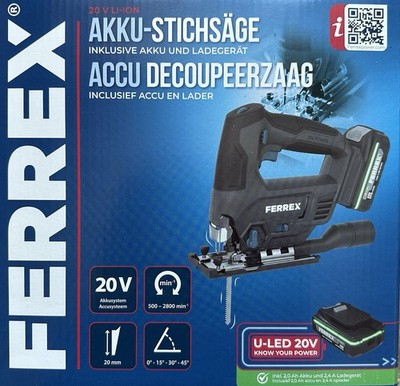 FERREX 20 V Li Akku Pendelhubstichsäge Pendelhub Stichsäge mit Akku Ladegerät