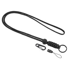 20" Paracord Lanyard Necklace Keyring Cord Clasp Strap Badge Holder Black