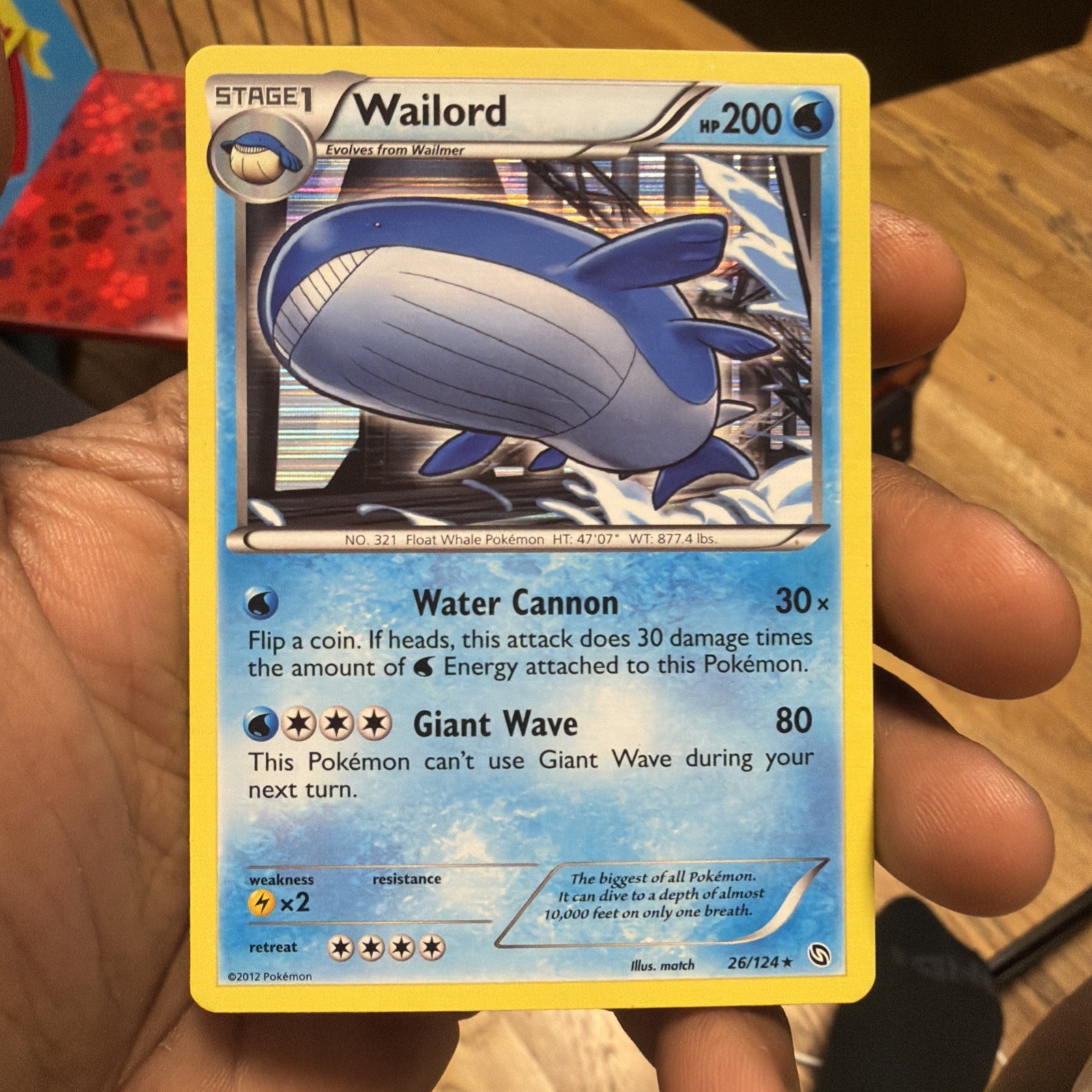 Wailord 26/124 Dragons Exalted Holo Rare Water Pokemon TCG 2012