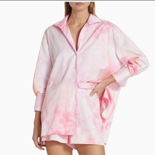 Alejandra Alonso Rojas Pink Tie-Dye Oversized Button Down Shirt Size 4