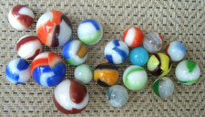 Small group of 20 old, striped marbles, found in a bag...sold as 1 LOT incl bag 