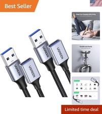2 Pack USB Extension Cable 3 FT 3 FT, Nylon Braided Extender Compatible With...