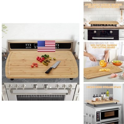 Bamboo Cutting Board 30''x20'' Noodle Board 4 Removable Feet Juice Groove Stove