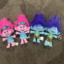 Dreamworks Trolls World Tour Pink Poppy  Blue Branch 10  Plush Lot of 4