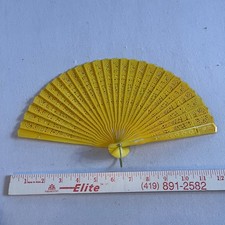 Antique Vintage Hand Fan Plastic Celluloid Beige 12  long 1940s