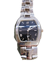 Bijoux Terner watch K-13174G, silver tone, black face, new battery