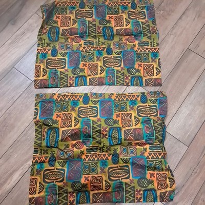 Spoonflower Set 2 Standard pillow Shams flanged tiki Polynesian green teal