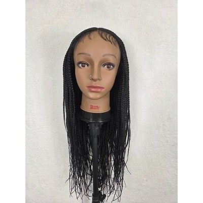 Womens Cornrow Black Braided Lace Front Wig Long Box Braids with Baby Hair 28in