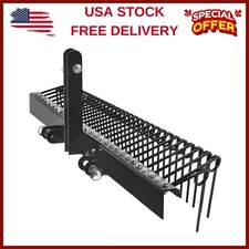 72 Inch Pine Straw Rake Landscape Rake with 3 Point Hitch 30 Coil Spring Tines