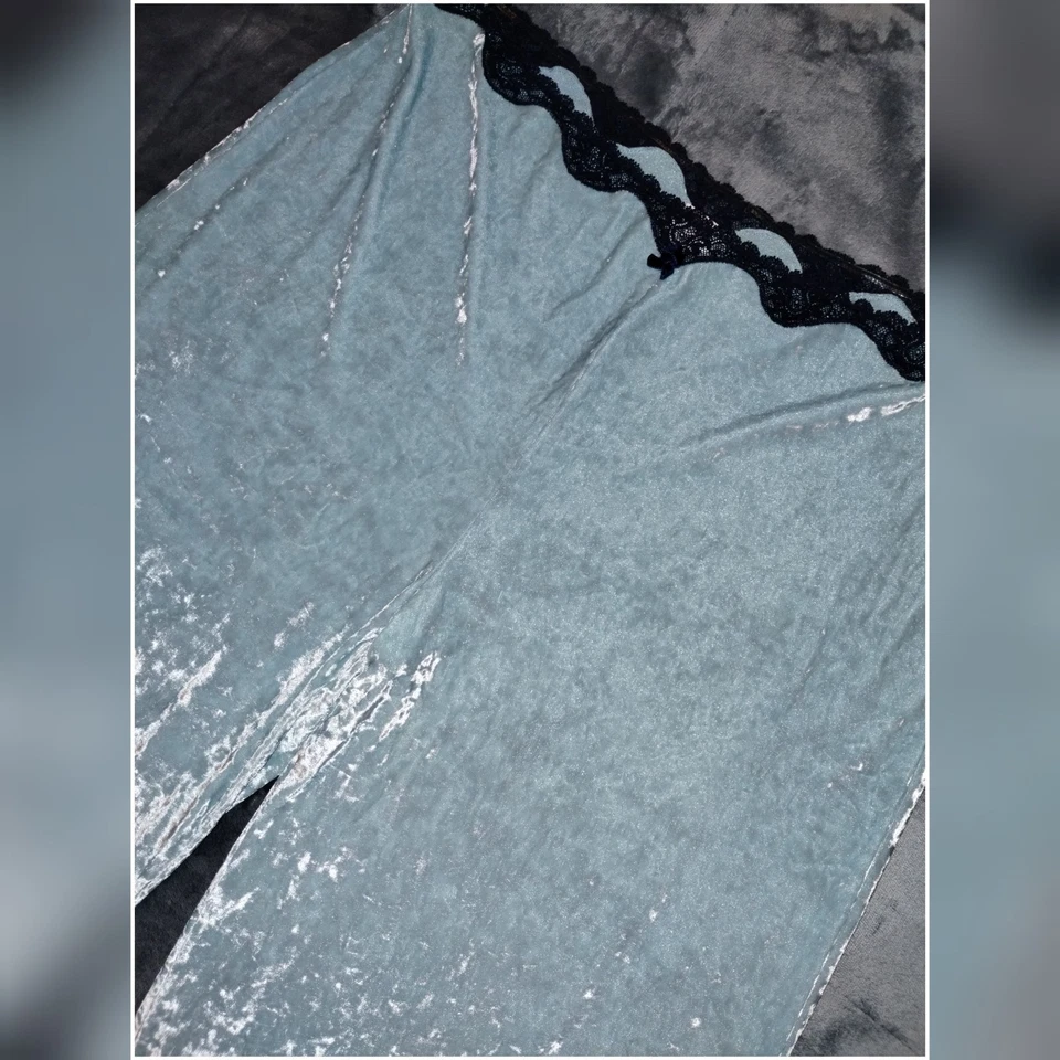 Pantalones de salón Victoria's Secret Vintage 2005 Y2K Dream Angels azul claro terciopelo Foto 2 de 4