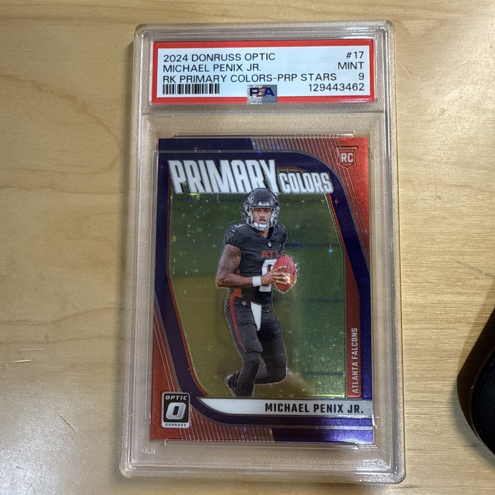 MICHAEL PENIX JR. 2024 DONRUSS OPTIC #17 RC PRIMARY COLORS PURPLE STARS 10/25