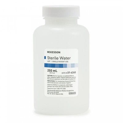 McKesson Irrigation Solution, 250 mL Screw Top Bottle, Sterile Water, 1 Count