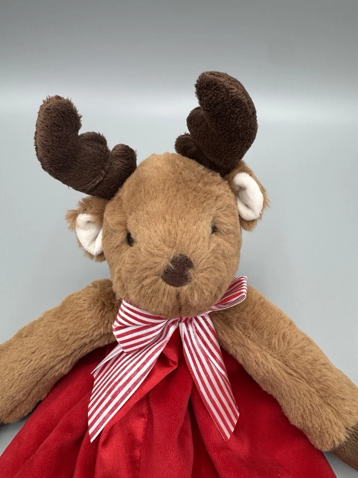 Bearington Bebé Rojo Lovey Reno Navidad Manta de Seguridad Alce Borde Satinado Foto 2 de 4