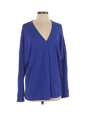 Lush Womens Blue Cotton V Neck Long Sleeve Blouse Size Small