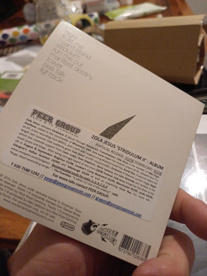 ZOLA JESUS STRIDULUM II PROMO CD IN CARD SLEEVE eBay