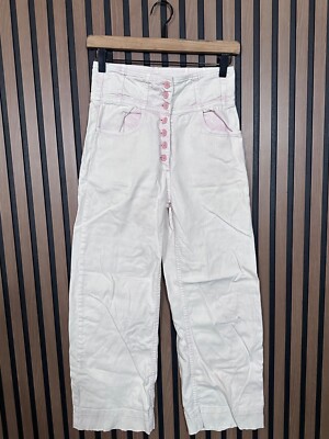 Ulla Johnson Jeans 4 Womens Pink White Tie Dye Ultra High Rise Exposed Button