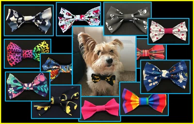 DAPPER DOGS & CO Handmade slide-on-collar bow or bow tie for dogs, cats etc. Buy 2 & get 3rd free