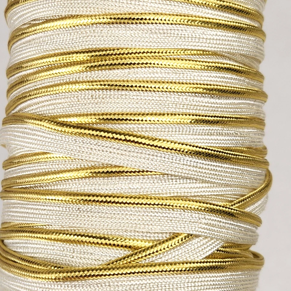 Gold Piping Trim Metallic Welting Cording Tape Bulk Lot of 73 Yards 3 pieces VTG - Image 2 of 4