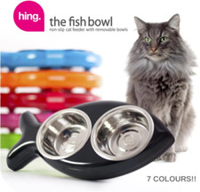 HING The Fish Bowl for cats. Its non-slip cat feeder with removable bowls