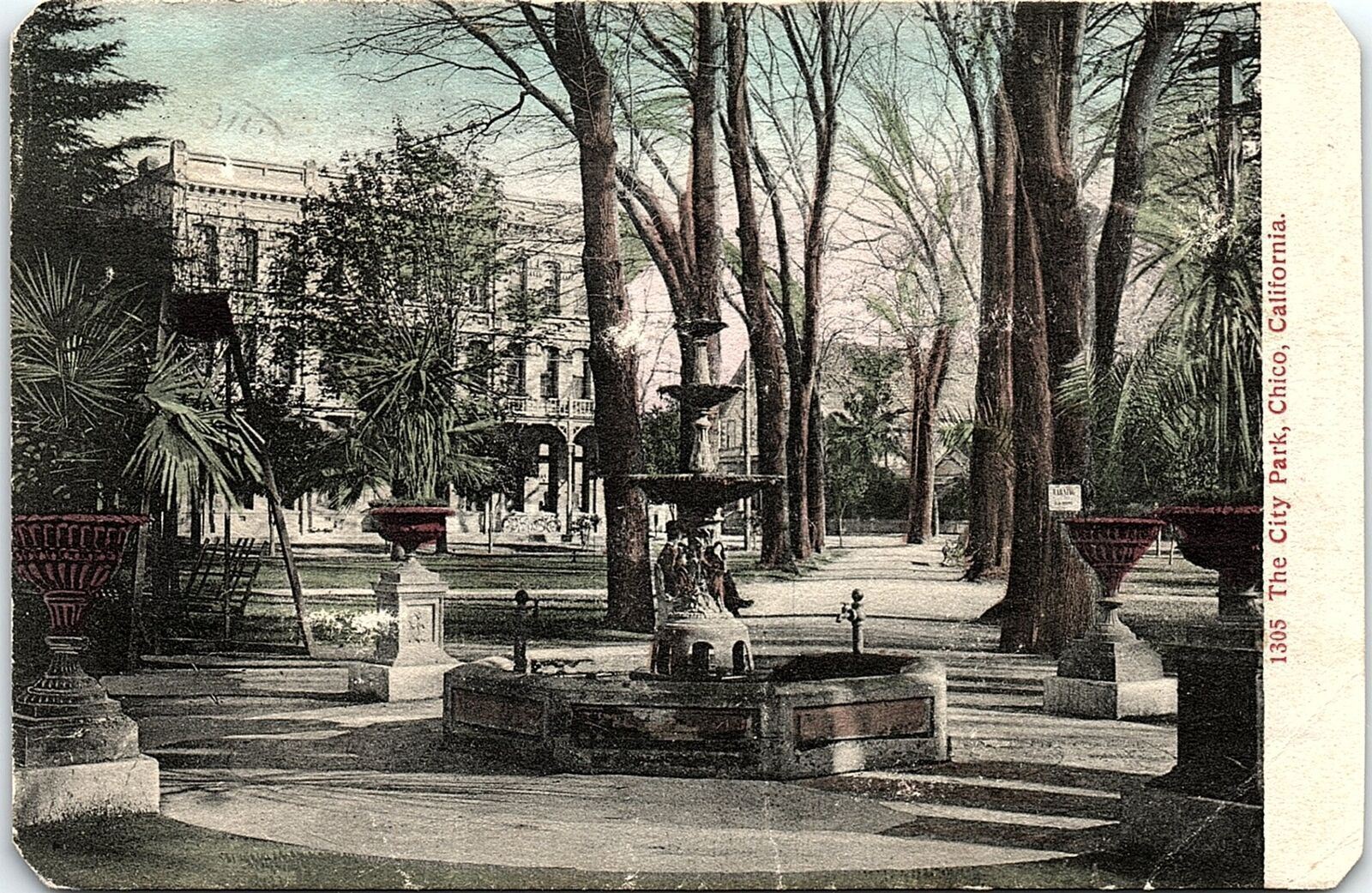 1909 CHINO CALIFORNIA THE CITY PARK FUENTE POSTAL 41-257