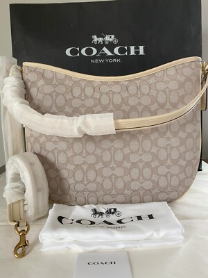 COACH C6659 Signature JacquardSoft Tabby Hobo B4/ Stone Ivory NWT