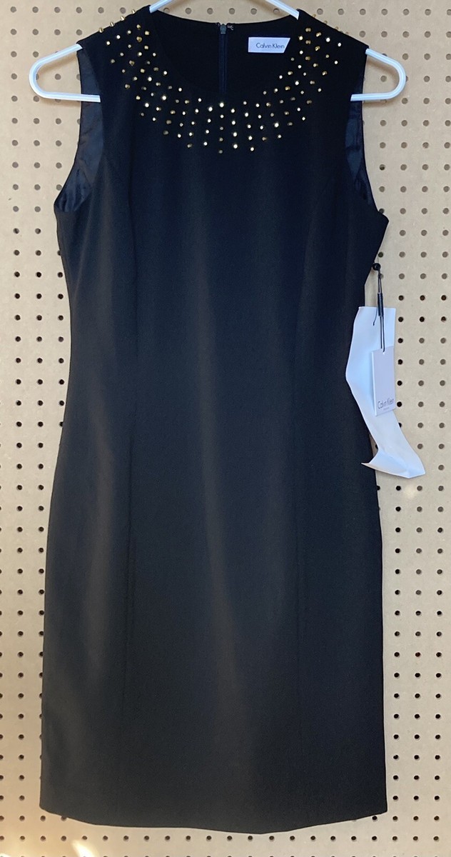 green emerald velvet dress Calvin Klein Lace-Up V-Neck Zipper Sleeve Dress Black Gold Detailing S