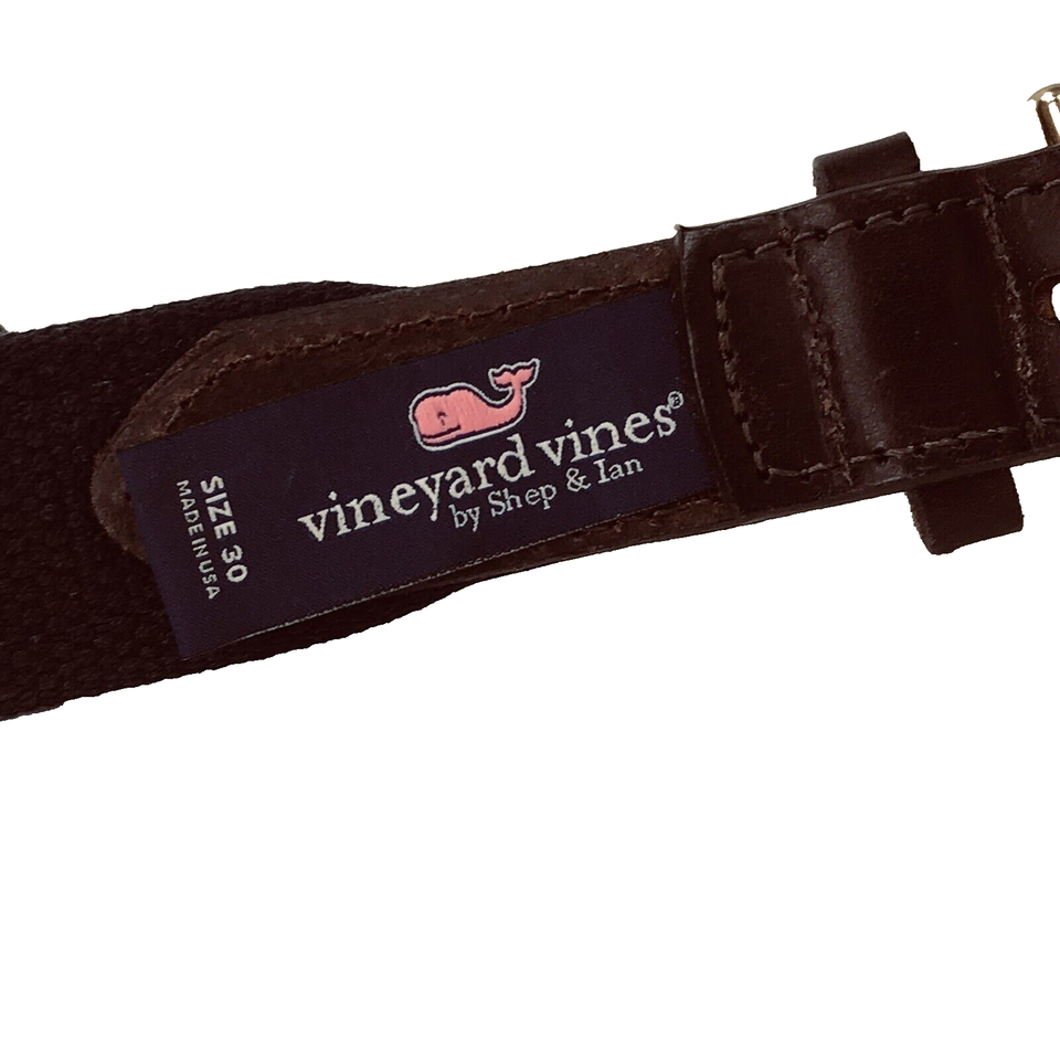Vineyard Vines Mens Lacrosse Sticks Canvas Leather Belt Red Preppy Logo