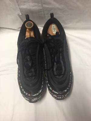 NIKE MENS SIZE 11.5 AIR MAX 97 JUST DO IT SNEAKERS BLACK ORANGE WHITE AT8437-001 Mens Nike Air Max 97 Just Do It Black Total Orange White  main image 3