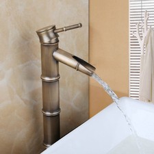 Bamboo Shape Antique Brass Bathroom Single Handle Vessel Sink Faucet Mixer Taps