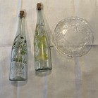 2 Vintage Decorative Wine Bottles & 1 Grapevine Dish — photo 1