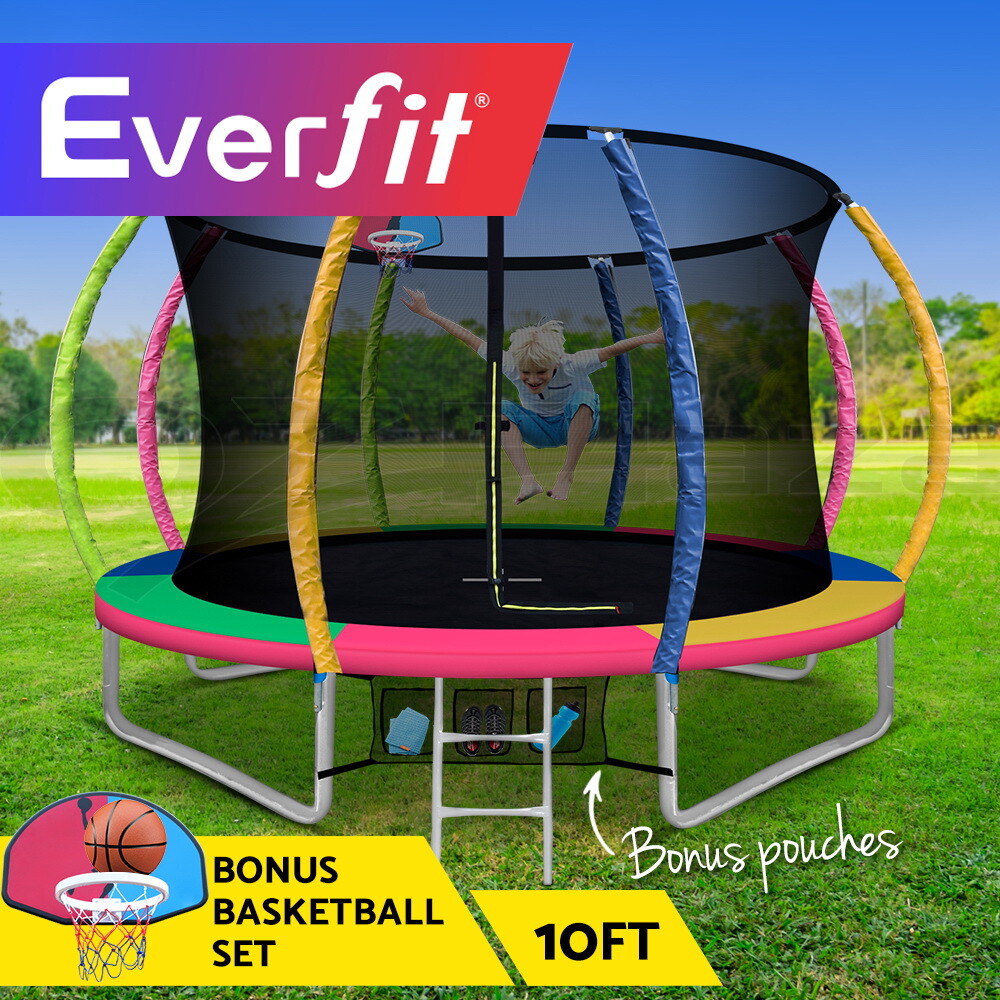 Everfit Trampoline 10FT Kids Trampolines Basketball Hoop Set Cover
