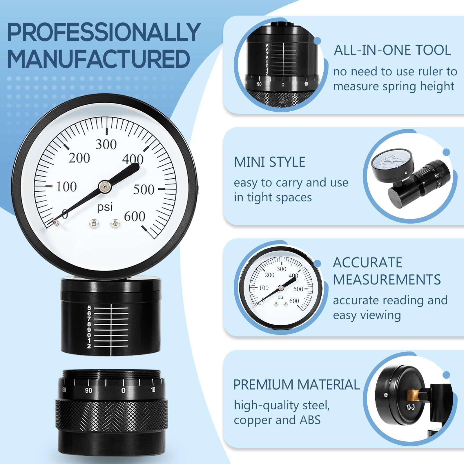 66841 Mini Valve Spring Tester and Measuring Combo Fits for Vise or Arbor Press