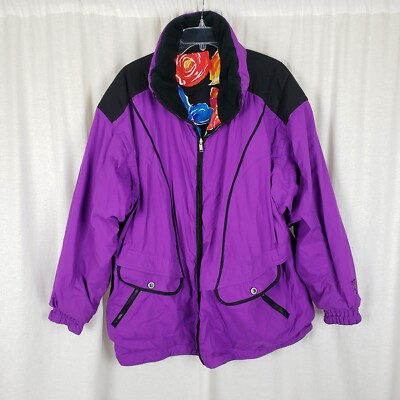 Obermeyer Orange Blossom Reversible 80s Puffer Ski Winter Parka