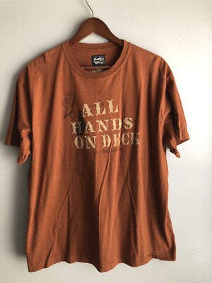 Levi Strauss Mens Graphic Short Sleeve T-Shirt Hands On Deck Rust Orange Size L