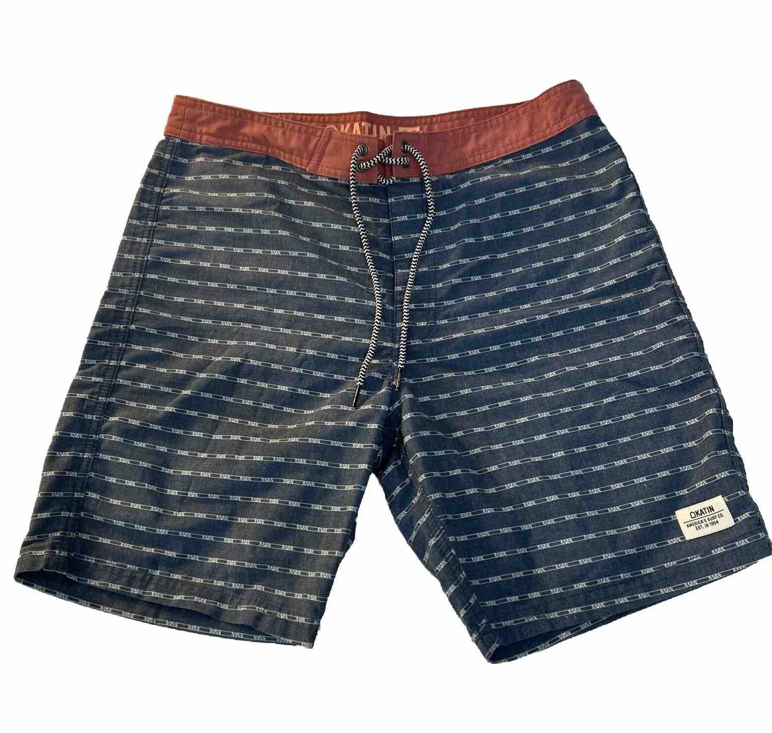 Katin Board Shorts Mens 30 Waist Blue Striped Pockets Beach Surf Swim