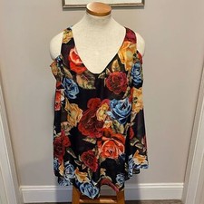 Show Me Your Mumu - Floral Open Shoulder Tunic Blouse - Size Medium