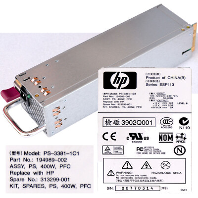 NETZTEIL POWER SUPPLY COMPAQ PROLIANT SERVER DL380 G2 G3 194989-001 ESP113 M314