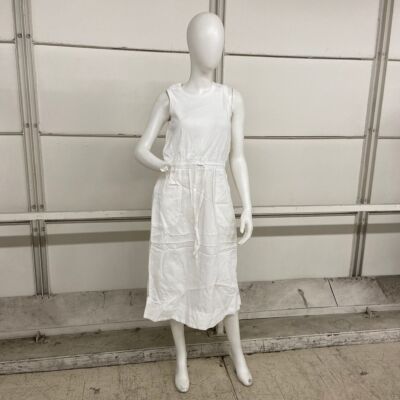 MICHAEL STARS Wilhelmina Mixed Fabric Midi Dress Women's Size M White  Sleeveless | eBay