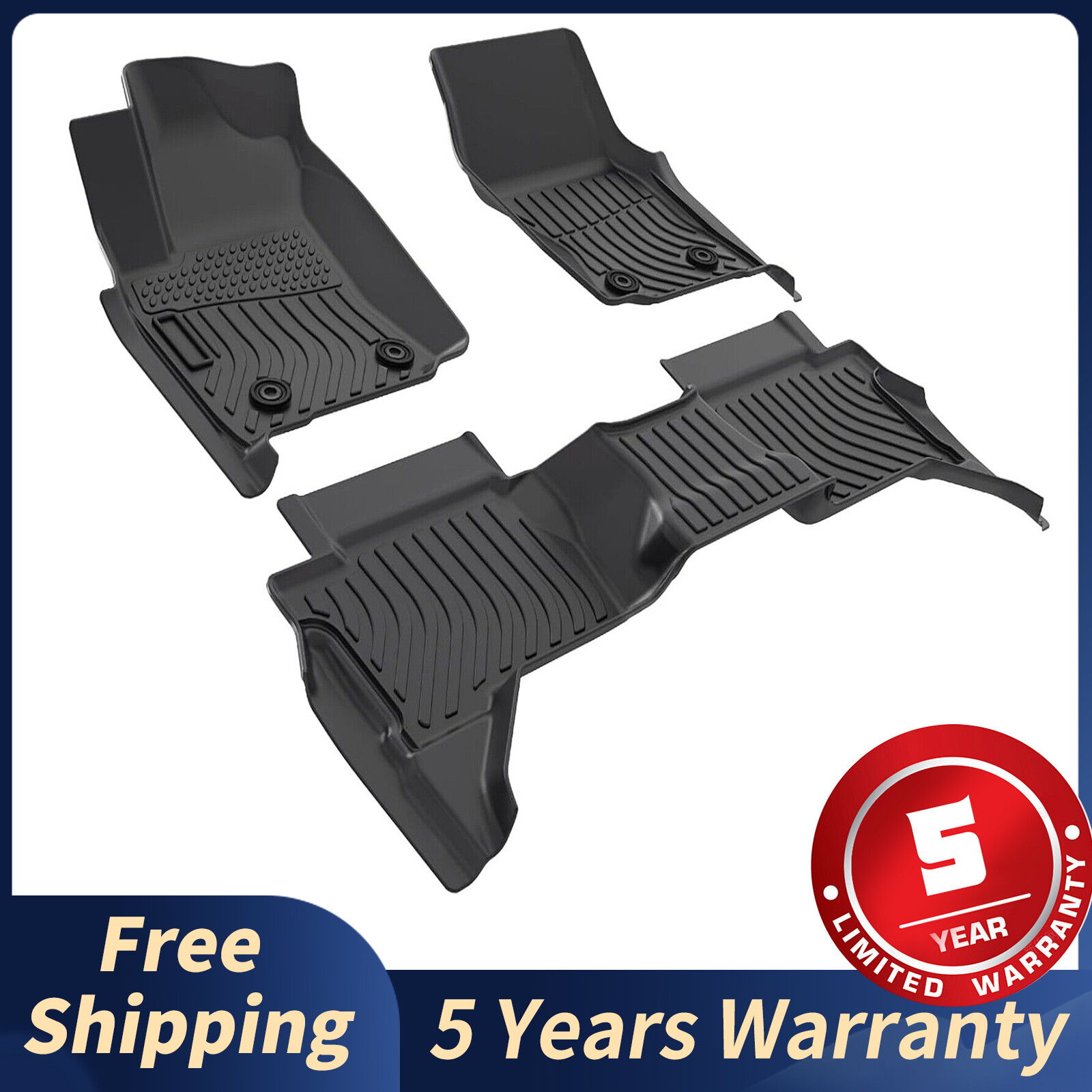 2024 Toyota Tacoma Double Cab All-Weather TPE Rubber Floor Mats