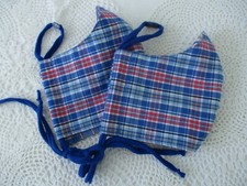 2 Homemade Fabric Face Masks Blue Washable Adult 1 Size Filter Pocket Ties Wire