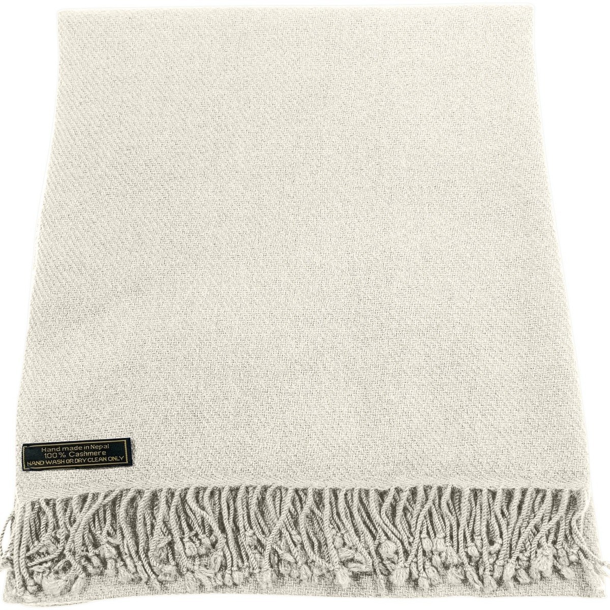 Sciarpa Stola In Cashmere E Lana Fatta A Mano Dal Nepal - Bianco, Unisex