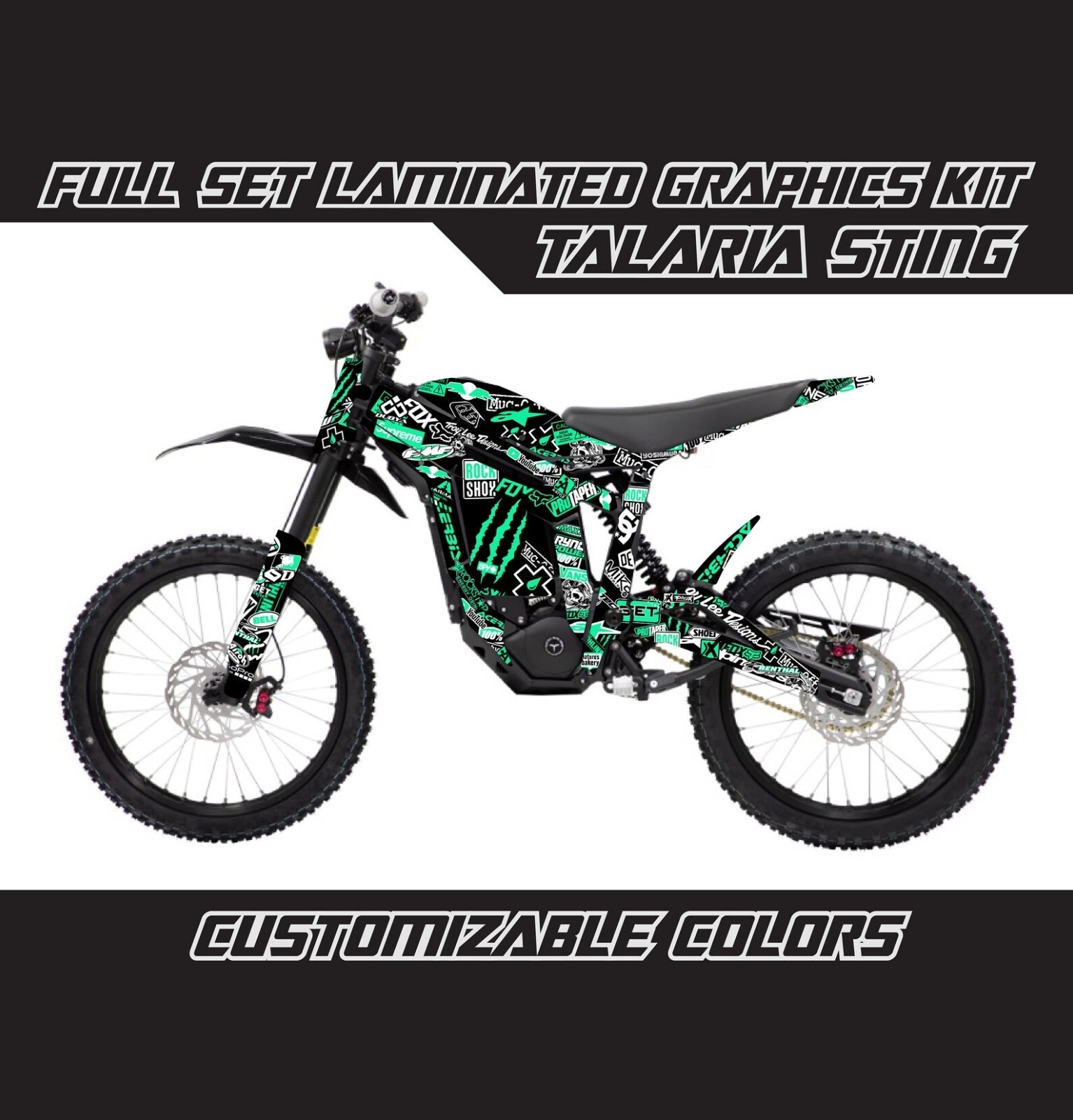 TALARIA STING Electric Black Stickerbomb Decals Stickers Skin Wrap Graphics Kit