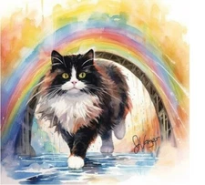 Watercolor Tuxedo Cat Pet Memorial Painting Art Print INCLUDES 11X14 MATTING