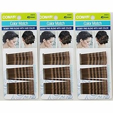 Conair Bobby Pins 45-count Brown, 3 Pk 55616 Blends With Hair Color