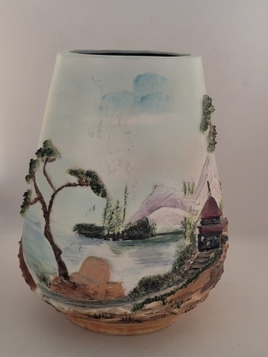KEN OCORR POTTERY STUDIO LARGE JAPANESE ART INFLUENCE 3-D VASE 10.5" H - Picture 2 of 13