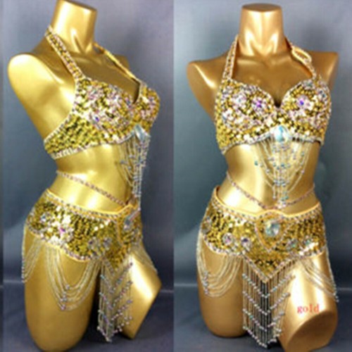Baisidan Belly Dance Skirt Costume Outfit Set Bra Top Belt Hip Scarf Skirt