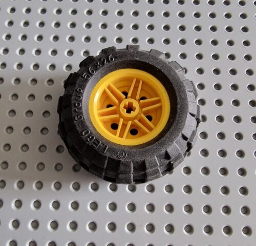 LEGO Technic Reifen Rad 56x26 Felge Gelb 1 Stück Wheel Tire 56145 P100 - Bild 1 von 1