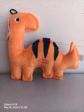 Zanies Squeaky Dog Toy Dino Dog Bronto Orange